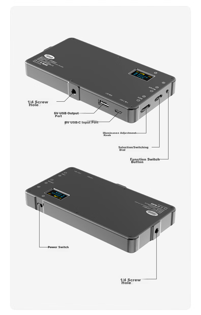 Портативный светодиодный заполняющий свет Sidande X2049S+ с RGB, ручной заполняющий свет для фотосъемки, карманный светодиодный фонарь, полноцветный портативный RGB-камера заполняющий свет, освещение для фото- и видеосъемки для обзоров магазинов и наружной съемки