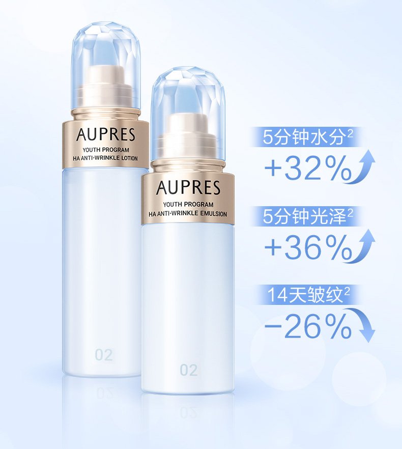 欧珀莱（AUPRES）臻粹轻龄玻尿酸淡纹水（滋润型）170ml（ 水光焕亮 ）