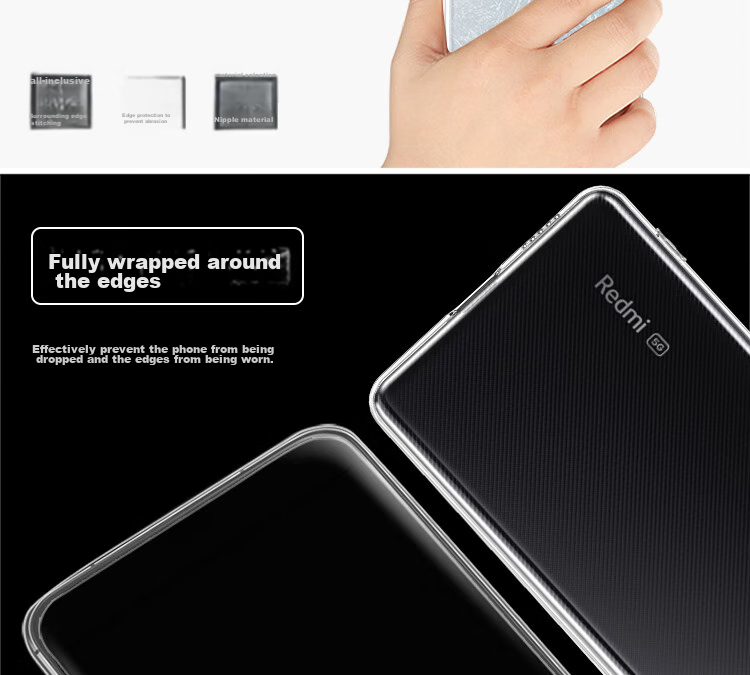 ESCASE Чехол для Xiaomi Redmi Note 12 Turbo, прозрачный, ультратонкий, противоударный, TPU, с отверстием для шнурка