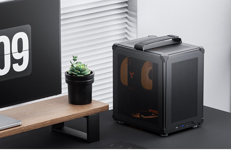 Корпус JONSBO C6 ITX Черный, Mini-ITX, ATX БП, 4 сетчатые панели, 3 вентилятора, Type-C