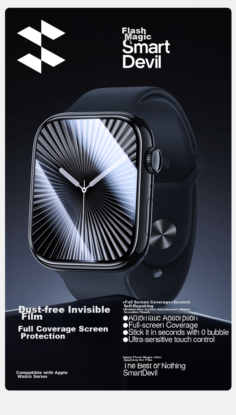 Защитная пленка для экрана Apple Watch Series 10, самоклеящаяся, противоударная, от отпечатков пальцев, 2 шт.