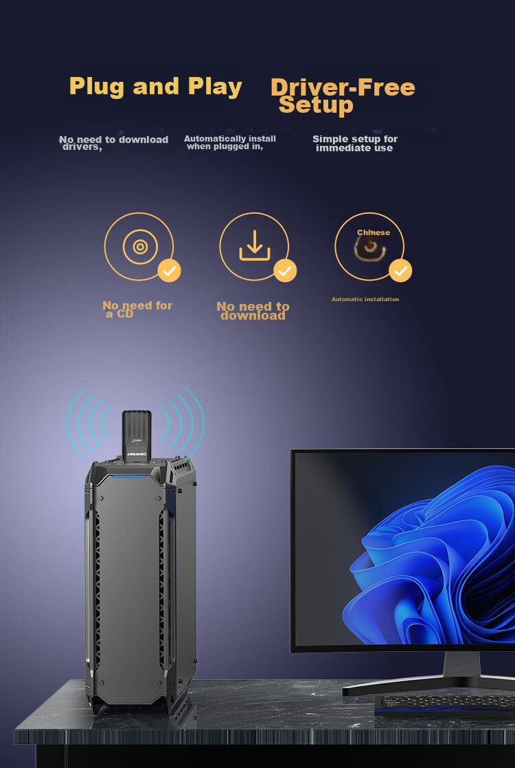 Wi-Fi адаптер COMFAST AX900, Bluetooth 5.3, USB, двухдиапазонный, для ПК, 900 Мбит/с