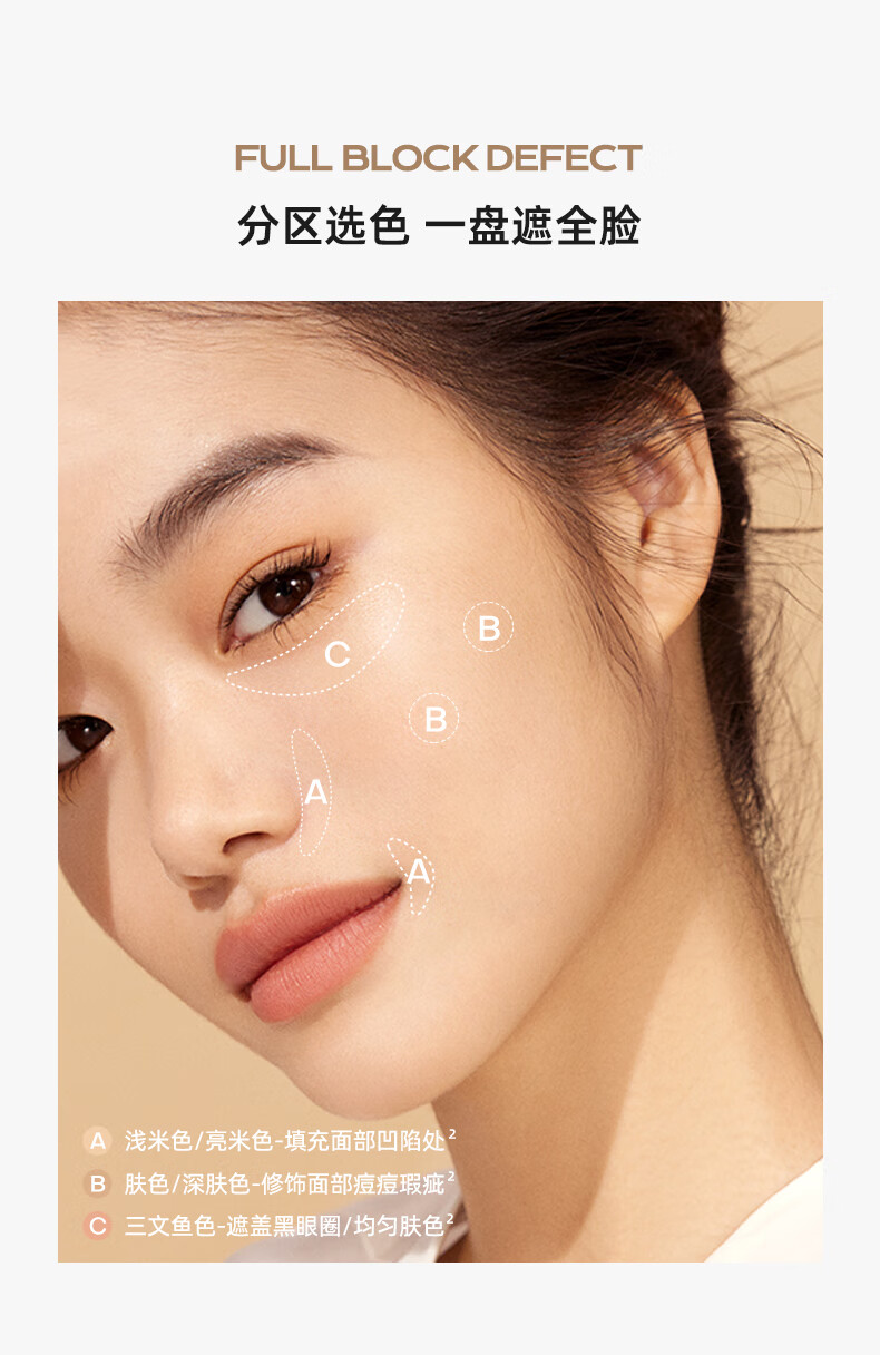 蜜丝婷（Mistine）丝柔持妆遮瑕液膏痘印遮盖雀斑黑眼圈女遮暇笔盘 【三色遮瑕盘】01-日常百搭 3色