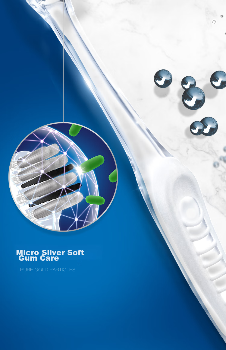 Зубная щетка Oral-B Micro-Silver, защита десен, антибактериальная, ультрамягкие щетинки, 2 шт.