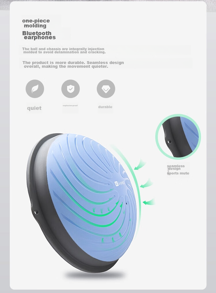Балансировочный мяч Keep Bosu, для взрослых и детей, для тренировок на баланс и интеграцию, утолщенный, полусфера, синий, размер 47