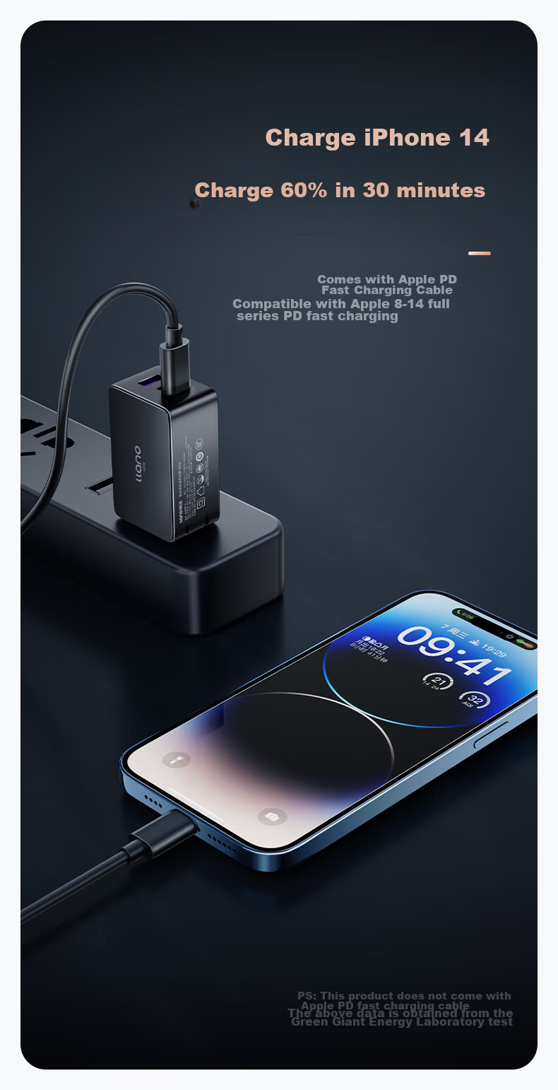 Llano 65W GaN зарядное устройство для ноутбука, Type-C кабель, быстрая зарядка PD, совместимое с MacBook, Xiaomi, Huawei, Lenovo, Apple, адаптер питания