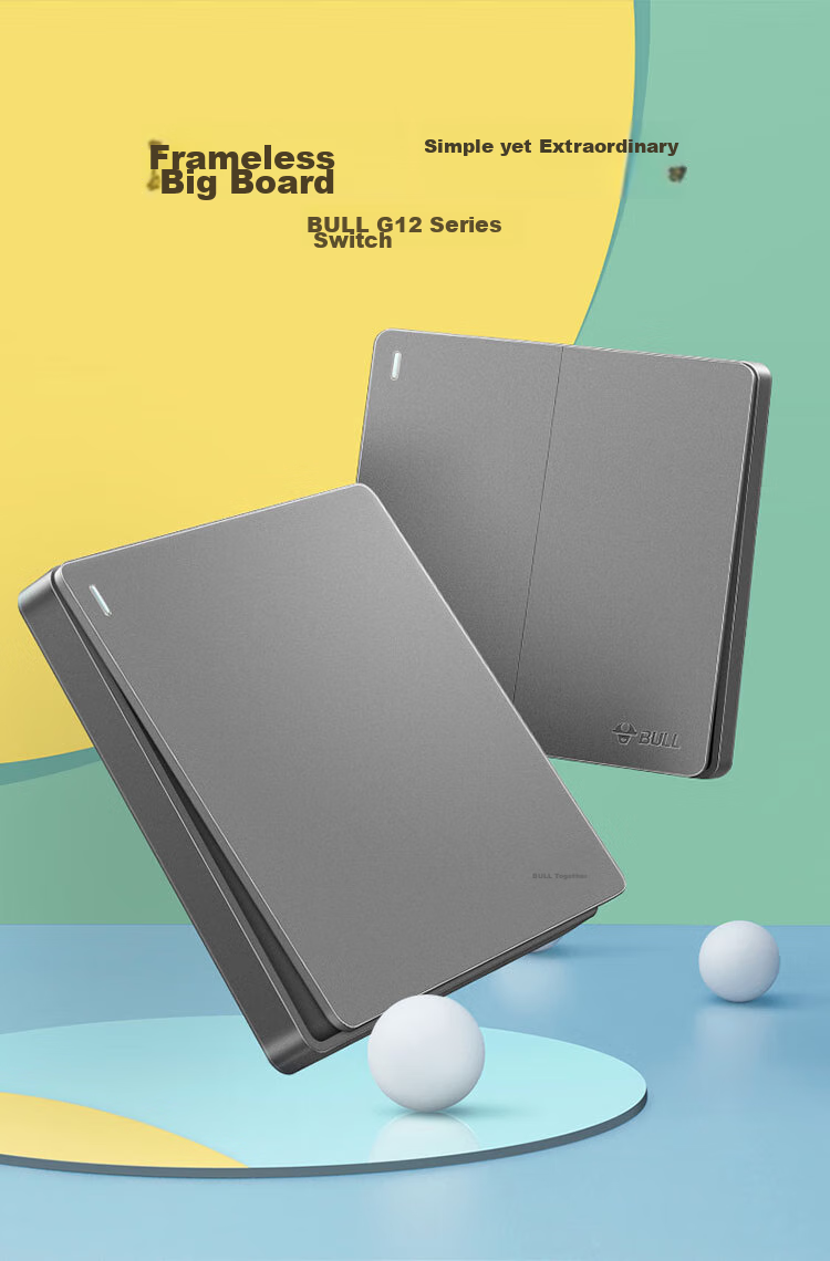 Выключатель одноклавишный BULL G12K111, Space Gray, 10AX, 250В~, 86х86 мм