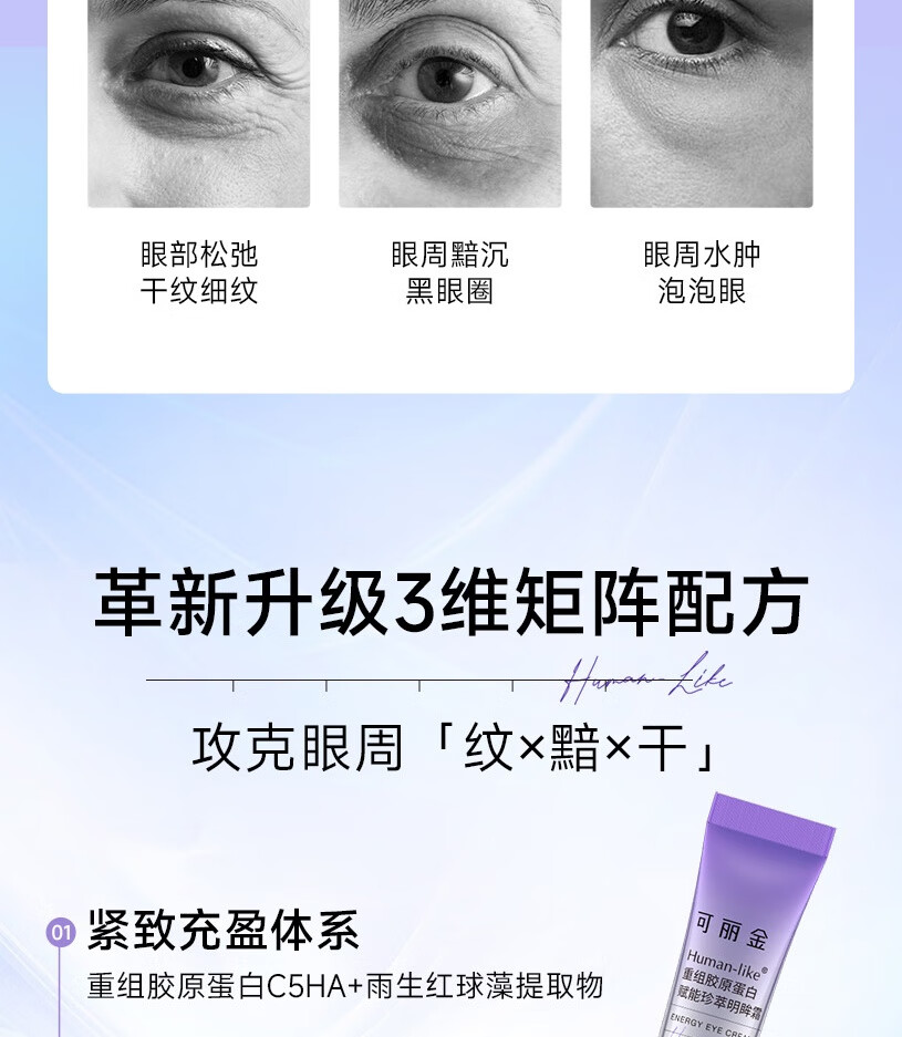可丽金（COLLGENE）Human-Like重组胶原蛋白赋能珍萃明眸霜 明眸霜5g