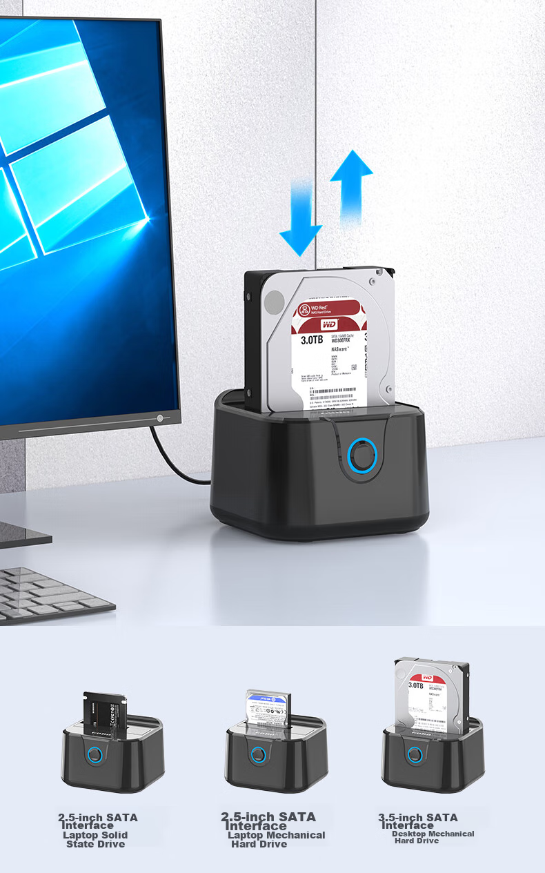 Внешний корпус для SSD/HDD GODO, USB 3.0, SATA, 2.5/3.5 дюйма, черный