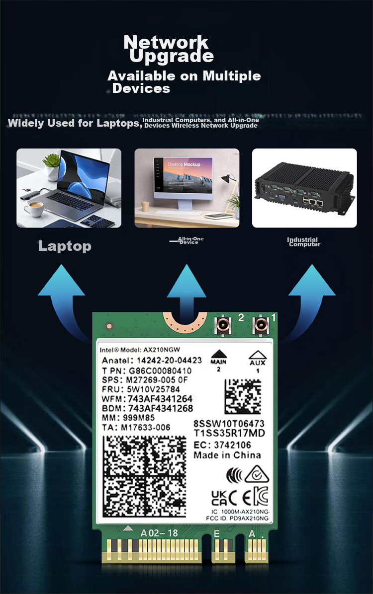 Сетевая карта Wavlink AX210, Gigabit Gaming WiFi 6, встроенная в ноутбук M.2, приемник Wi-Fi, Bluetooth 5.3
