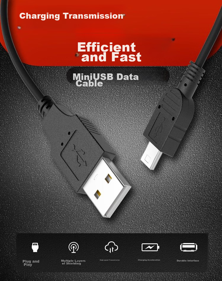 Кабель Yingqian Mini USB, 1.5 метра, черный, для MP3, видеорегистратора, MP4, старых телефонов Nokia, радио, Bluetooth-колонок, зарядный кабель V3