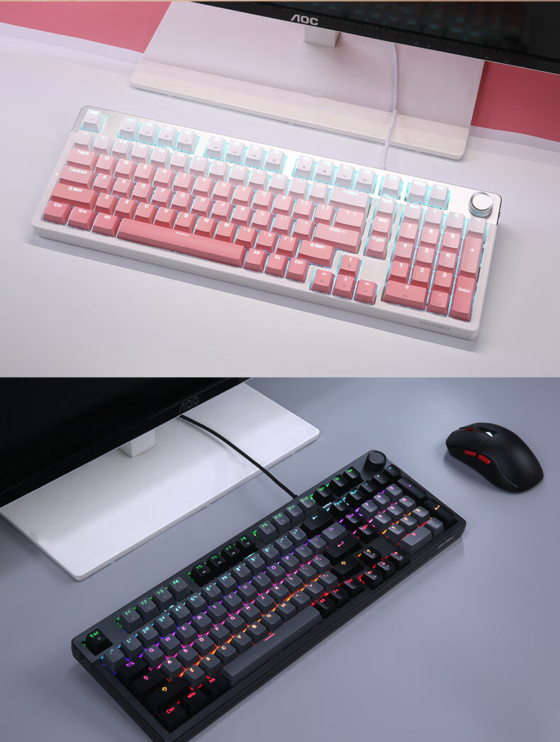 Механическая клавиатура DAREU EK815pro, проводная, 98 клавиш, с мультимедийным регулятором, анти-гостинг, подсветка, белый дымчато-синий