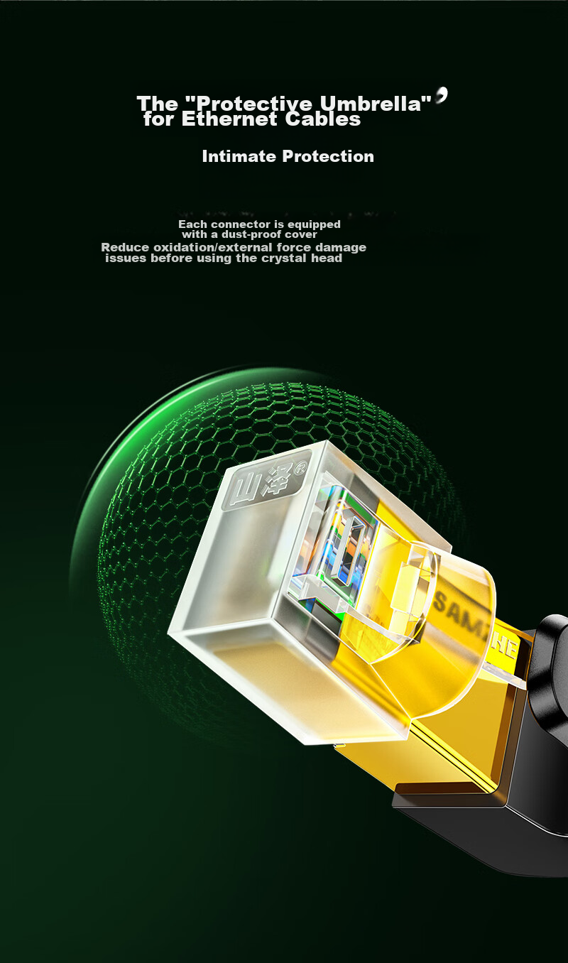 Кабель SAMZHE Cat7 10 Gigabit, экранированный, 1 метр, зеленый, GR7010G