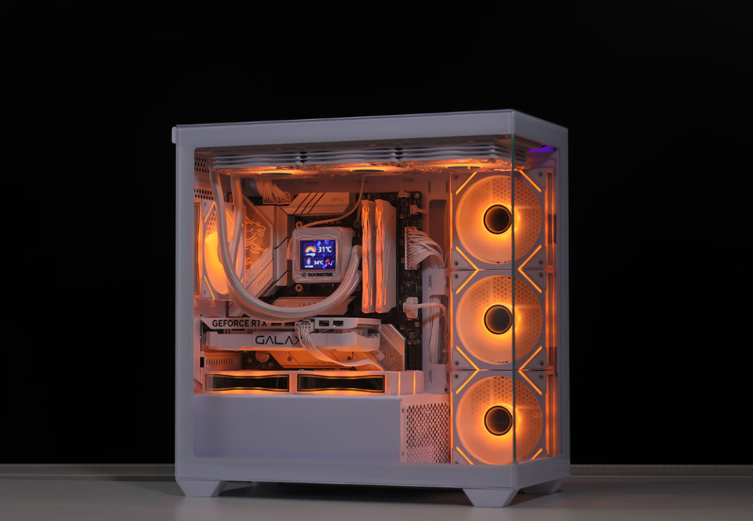 Компьютерный корпус Yingchi Aurora 3-M White (M-ATX/360мм), белый, с панорамным обзором