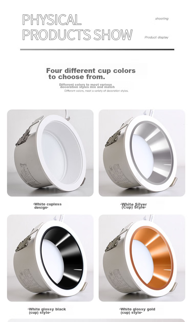FSL Foshan Lighting LED встраиваемый светильник, антибликовый, 9 Вт, холодный белый (5700K), вырез 75 мм, алюминиевый корпус
