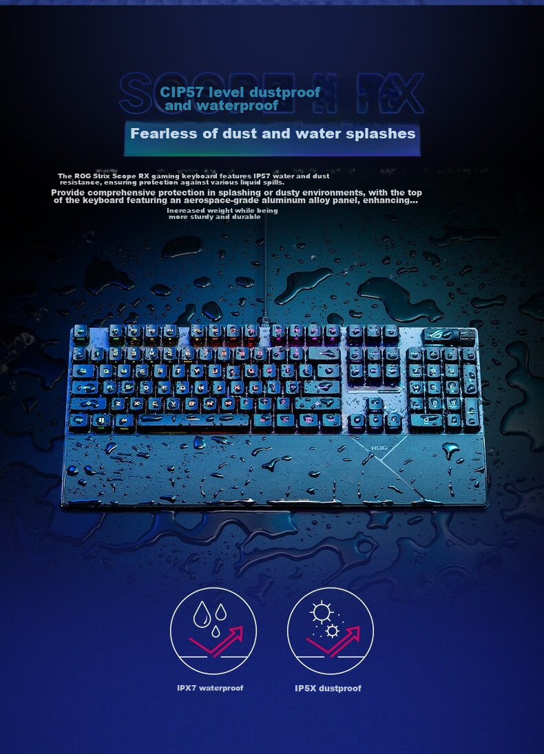 Механическая клавиатура ROG Ranger 2 RX PBT Edition, проводная, игровая, с RGB-подсветкой, черная