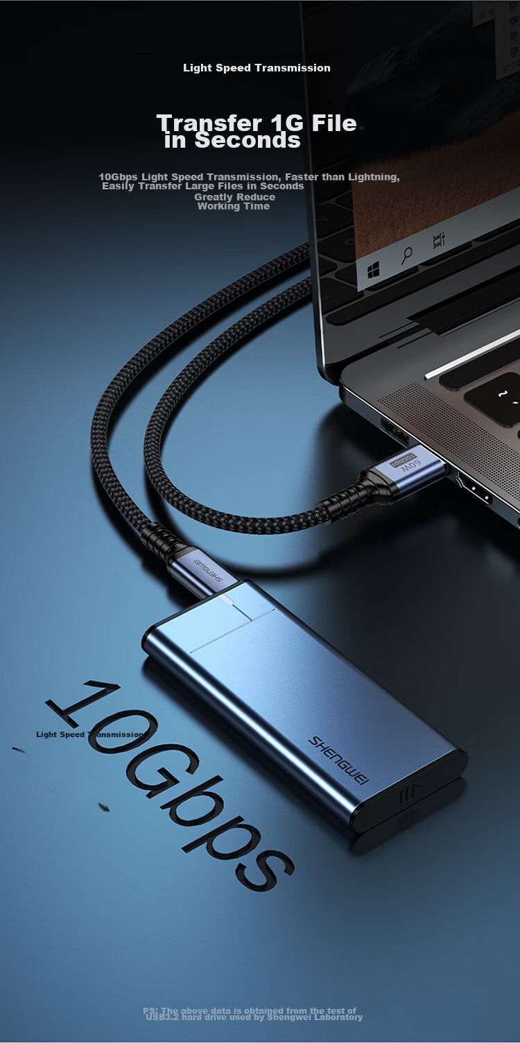 Кабель Shengwei USB 3.2 на Type-C, 10 Гбит/с, для внешних жестких дисков, коммутаторов, компьютеров, камер, Apple, Huawei, Samsung, 0.5 метра