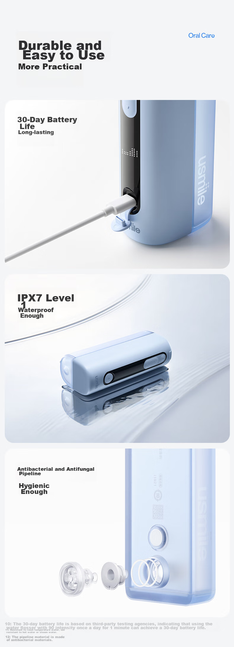 Usmile C20 Snow Mountain White, портативный ирригатор для полости рта, зубной очиститель, устройство для полоскания, подарок на Новый год и День святого Валентина