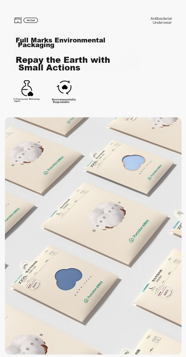 Мужские трусы PurCotton, 5A антибактериальные, дышащие, 95% хлопок, боксеры с высокой эластичностью, сохраняющие форму, отводящие пот