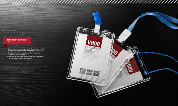 Держатель для бейджа UHOO 6628, вертикальный, прозрачный, акриловый, 6 шт. в упаковке