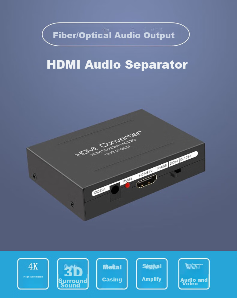 LinkStone HDMI Аудио Разделитель, Конвертер HDMI в HDMI с Оптическим Аудио, Поддержка DTS HD, 5.1 Каналов + Оптический + 2 RCA, 4K