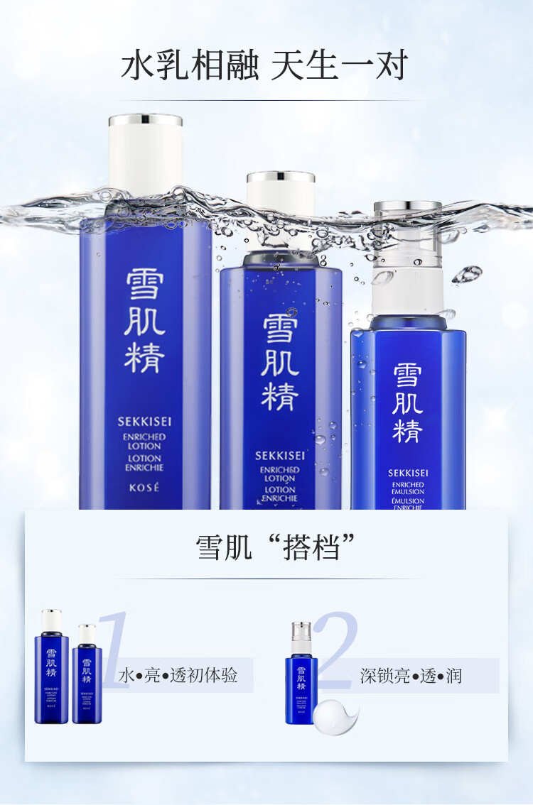 雪肌精（SEKKISEI）莹润型水乳大套装 化妆水360mL+乳液140mL+赠化妆水200mL 礼物