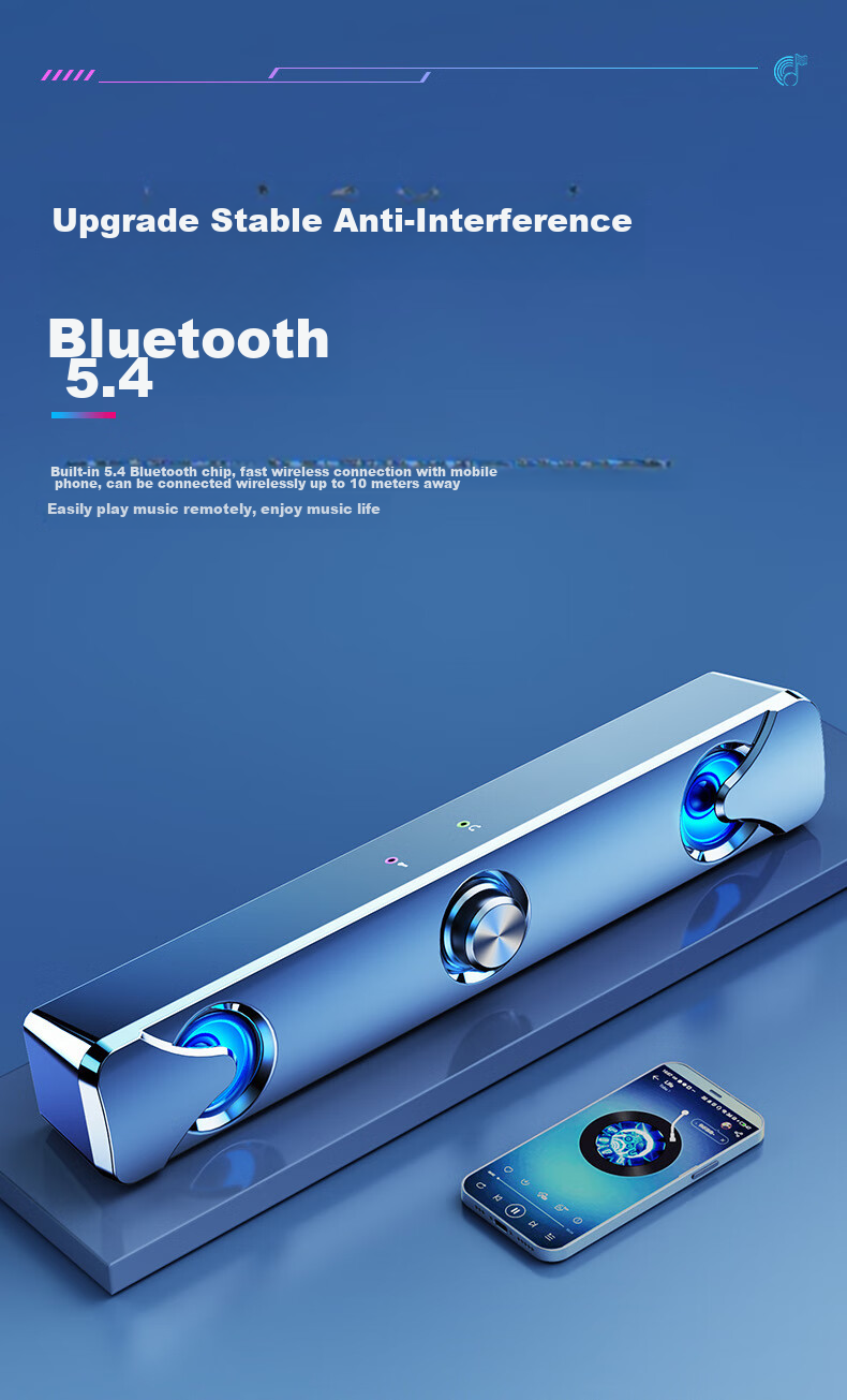 Компьютерные колонки SADA V-111, мультимедийная Bluetooth-акустика, проводные с микрофоном и наушниками, для домашнего использования, с длинным сабвуфером, USB/TPC, компактные