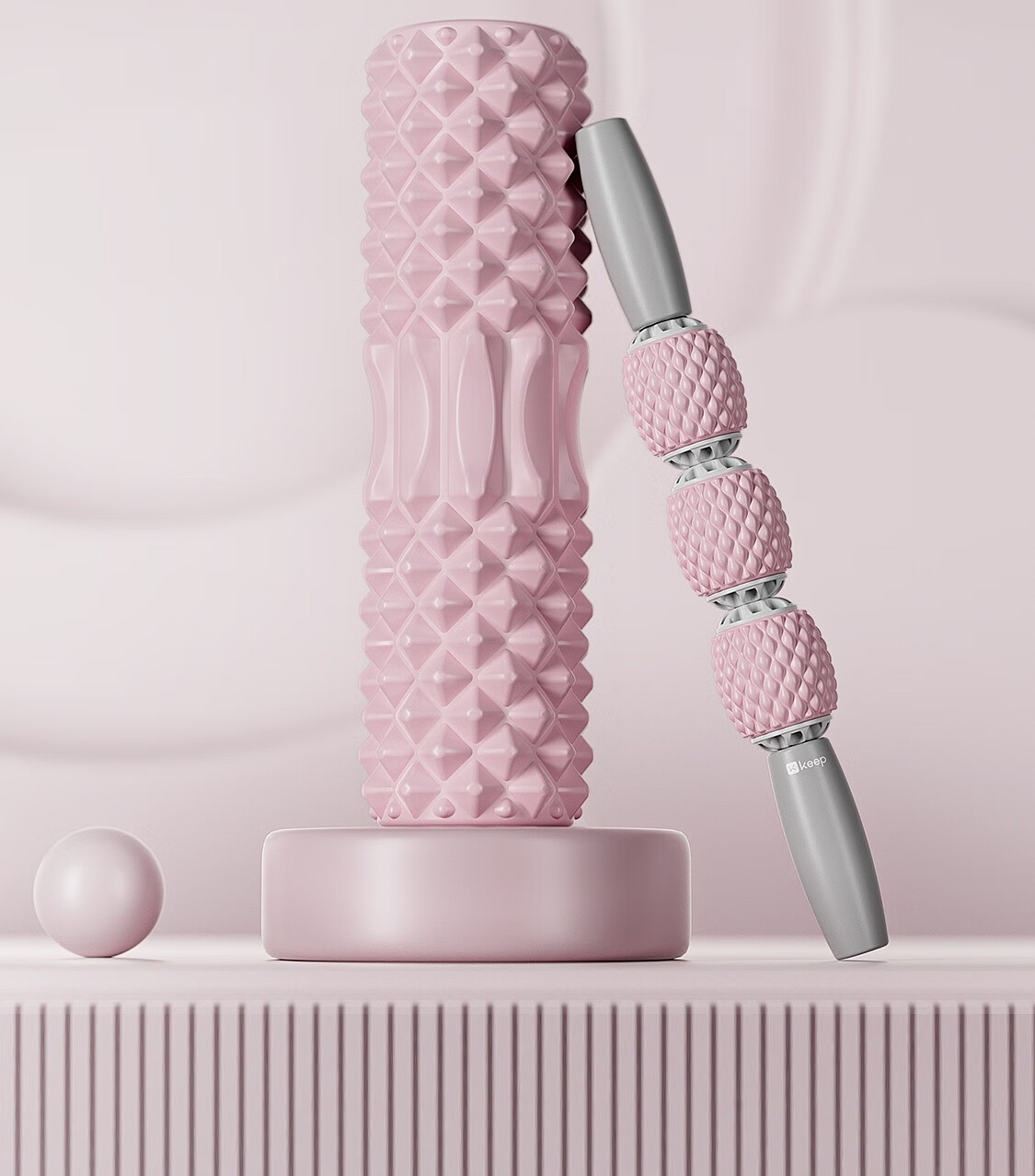 Массажный ролик Keep Foam Roller, для йоги и фитнеса, для расслабления мышц, портативный, цвет вишневый розовый