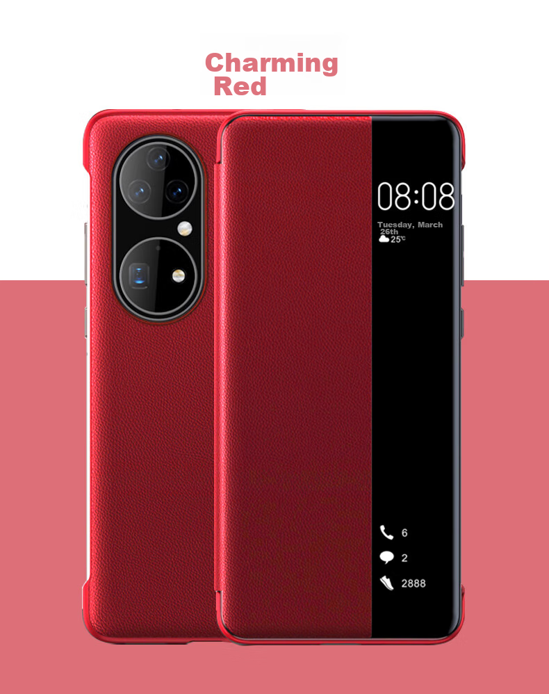 Чехол для Huawei P50 Pro ZhengJian, синий, кожаный, с окошком, смарт-окно, противоударный, бизнес-стиль