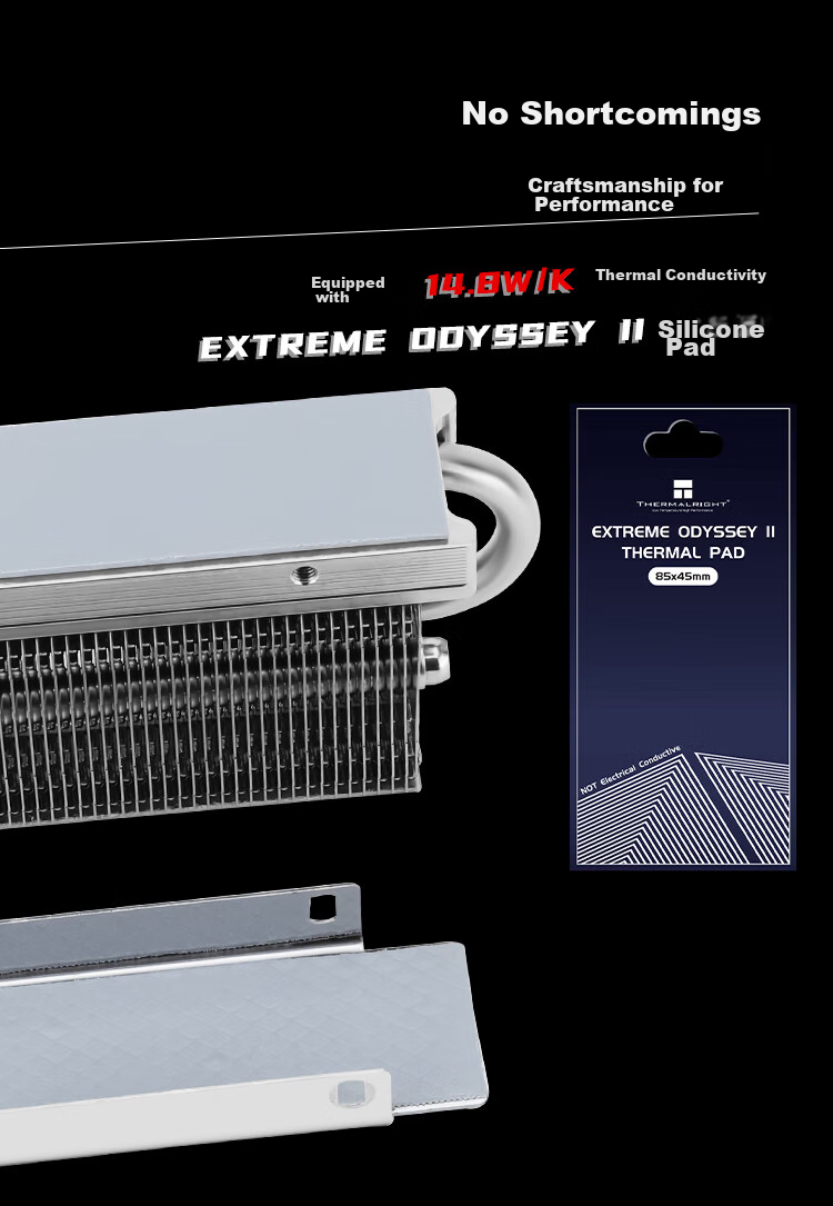 Радиатор M.2 SSD Thermalright HR-10 2280, 2280 мм, полностью гальваническое покрытие, двойные тепловые трубки AGHP, двухслойная силиконовая прокладка