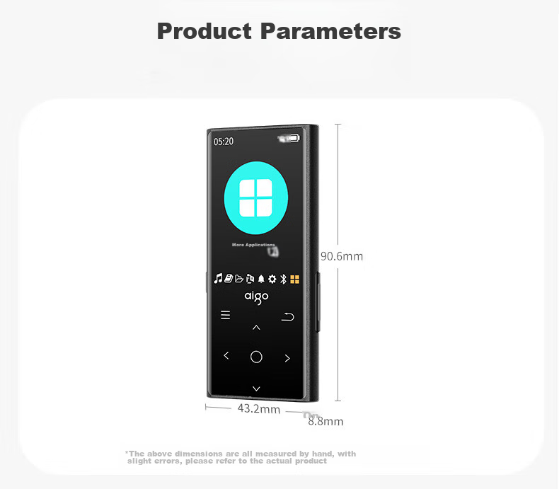 MP3-плеер Aigo 801, 16 Гб, с Bluetooth и внешним динамиком, портативный музыкальный плеер для студентов, сенсорные кнопки