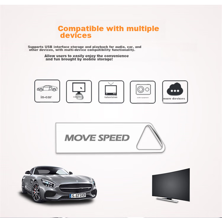 USB-накопитель MOVE SPEED 8GB USB 2.0, металлический, водонепроницаемый, противоударный, компактный, мини, для автомобиля, аудио-видео, серия Tiensanxilie