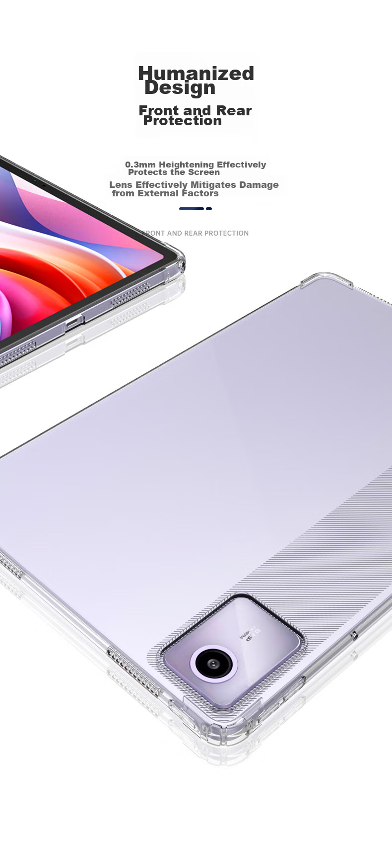 Защитный чехол BIAZE для Lenovo Xiaoxin Pad 2024 11 дюймов, прозрачно-белый, из ТПУ, с защитой от падения