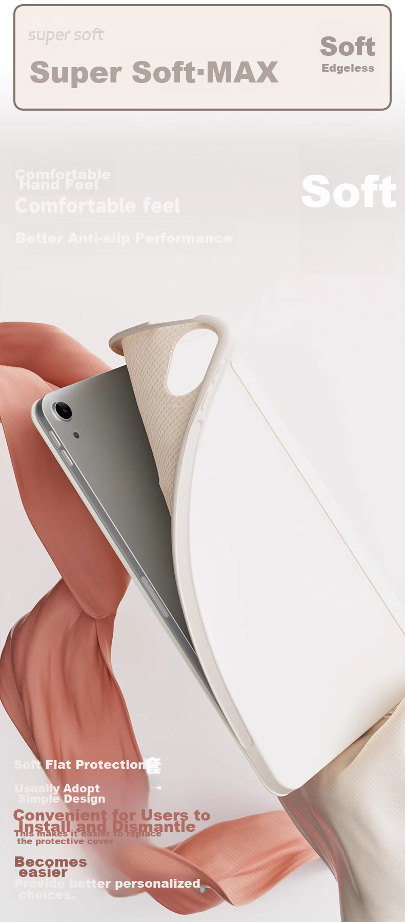 Чехол-книжка Zhiting для iPad 9/8/7, 10.2 дюйма, с функцией Smart Sleep/Wake, полноэкранный, противоударный, тонкий, с тройной подставкой, цвет "Свежий Кремовый Белый"