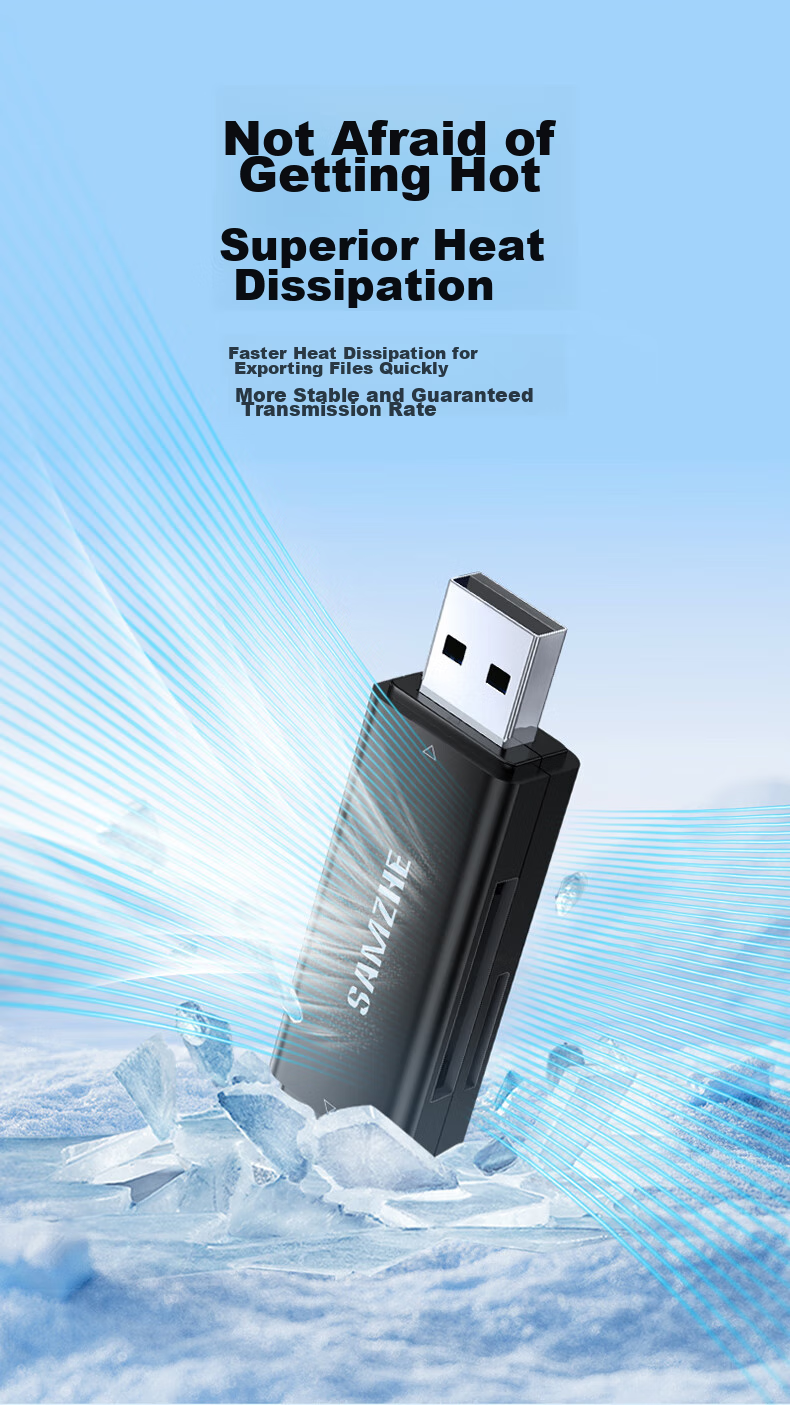 USB 2.0 Картридер SAMZHE CRA21B, черный, для SD/TF карт, 480 Мбит/с