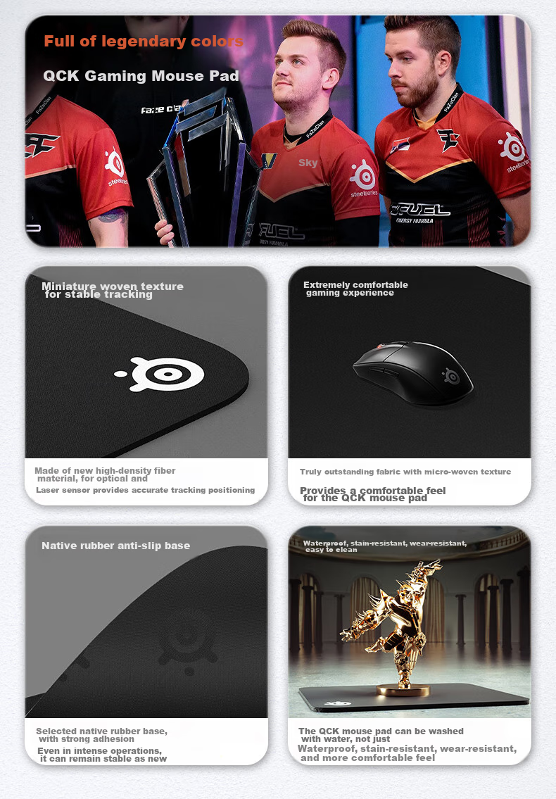 Игровой коврик SteelSeries QcK Medium, размер M, 320x270x2 мм, гладкая поверхность, нескользящая основа