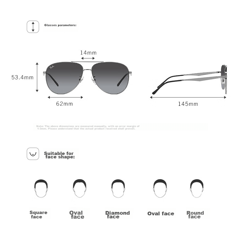 Солнцезащитные очки RayBan Aviator, модель 0RB3712D, унисекс, черный, размер 62