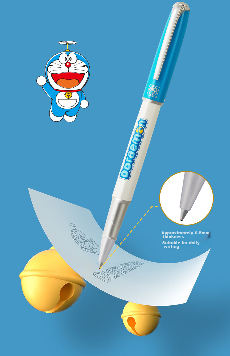 Набор шариковых ручек Pimio Doraemon, подарочный набор, 0.5 мм, металлический корпус, черный стержень, белый цвет