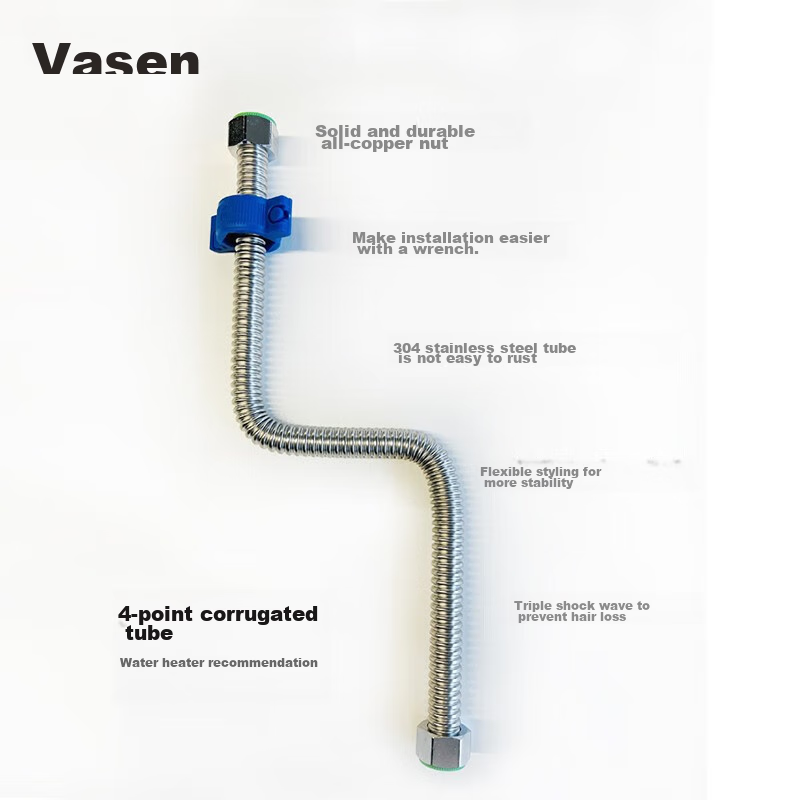 Гибкий шланг VASEN из нержавеющей стали, 4-точечный, 50 см, для водонагревателя, горячей и холодной воды