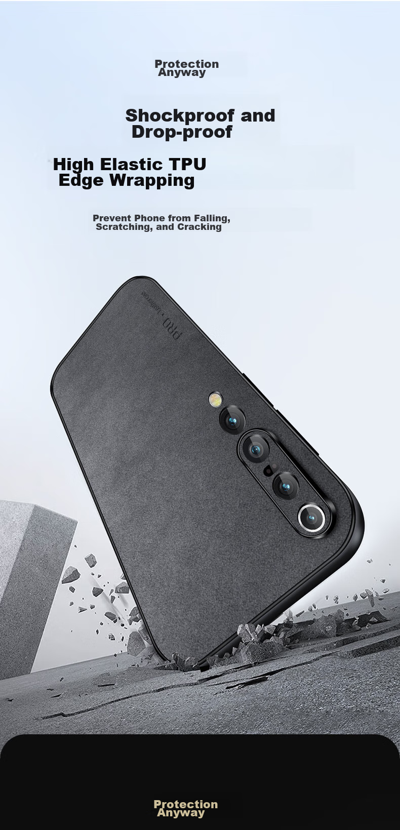 Чехол для Xiaomi 10 Pro Shangsu, противоударный, с защитой камеры, из натуральной кожи, черный