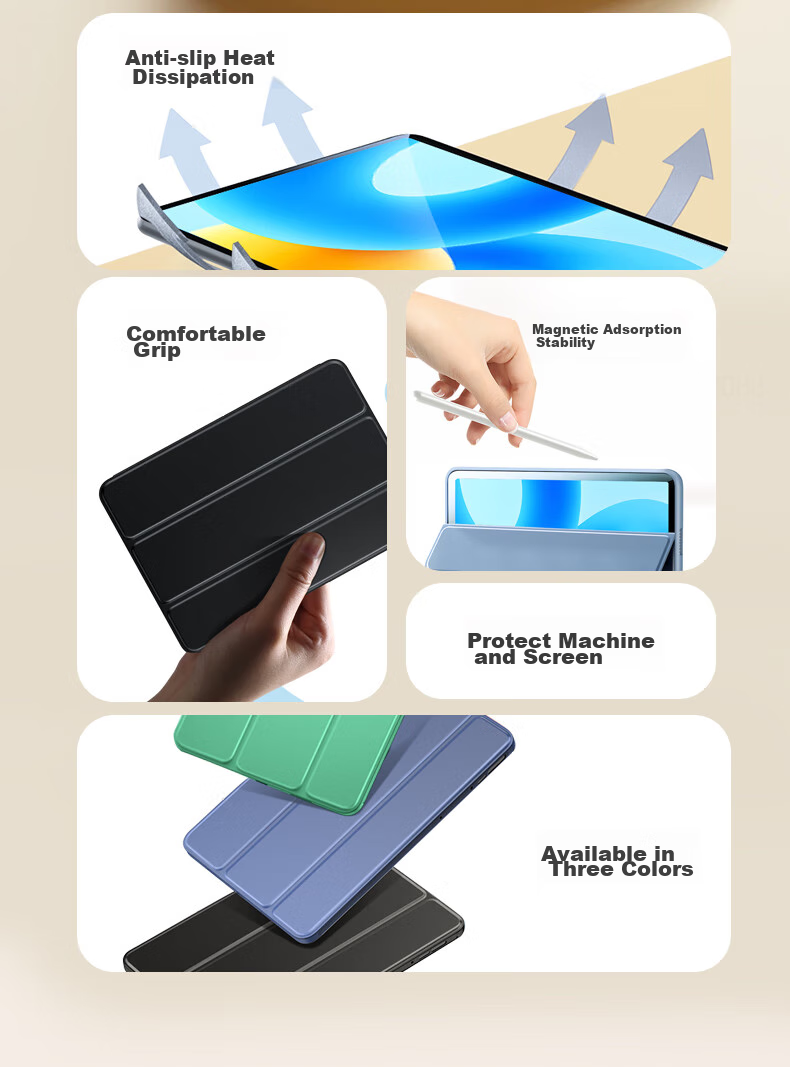 Чехол CangHua для Huawei MatePad 11.5 (2023/2024) Защитный, Бизнес, Тройной складной, Черный