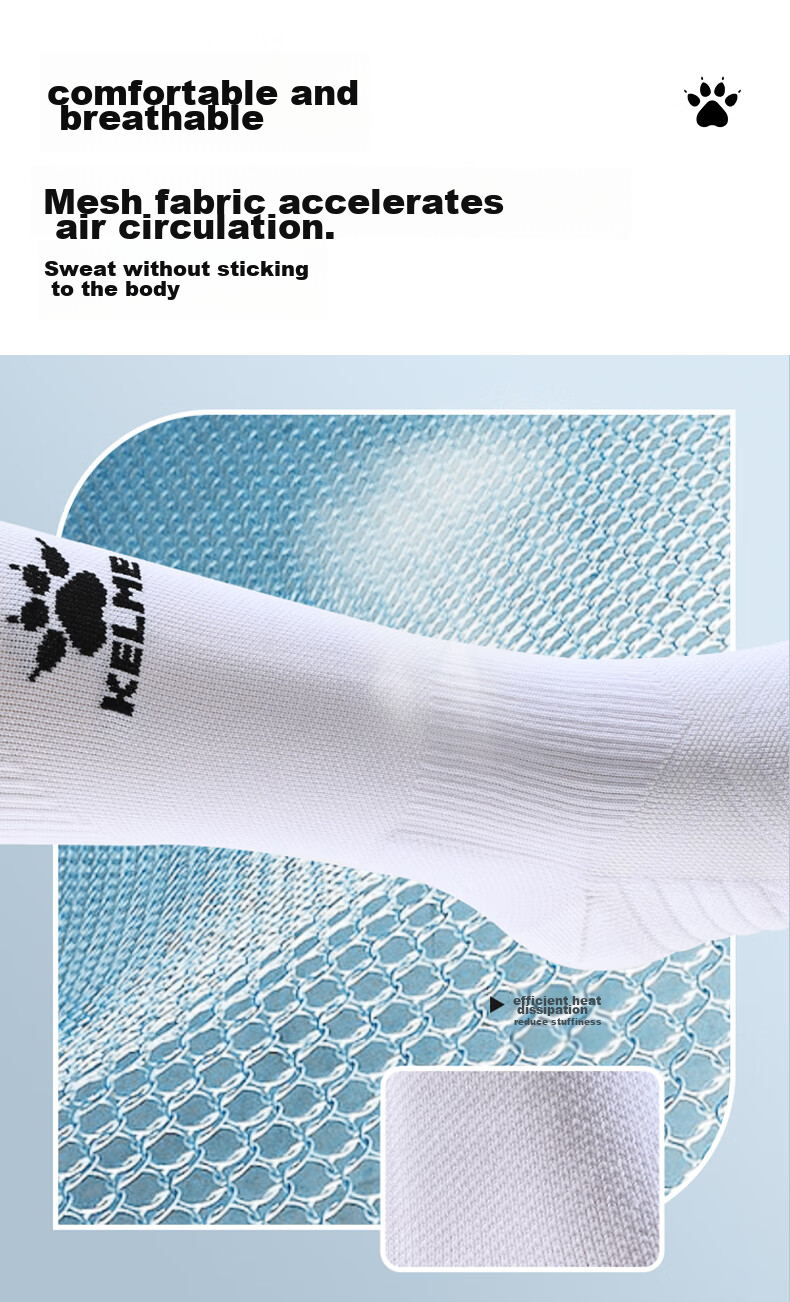 Футбольные носки KELME, профессиональные, высокие, противоскользящие, для тренировок и матчей, белые, размер L
