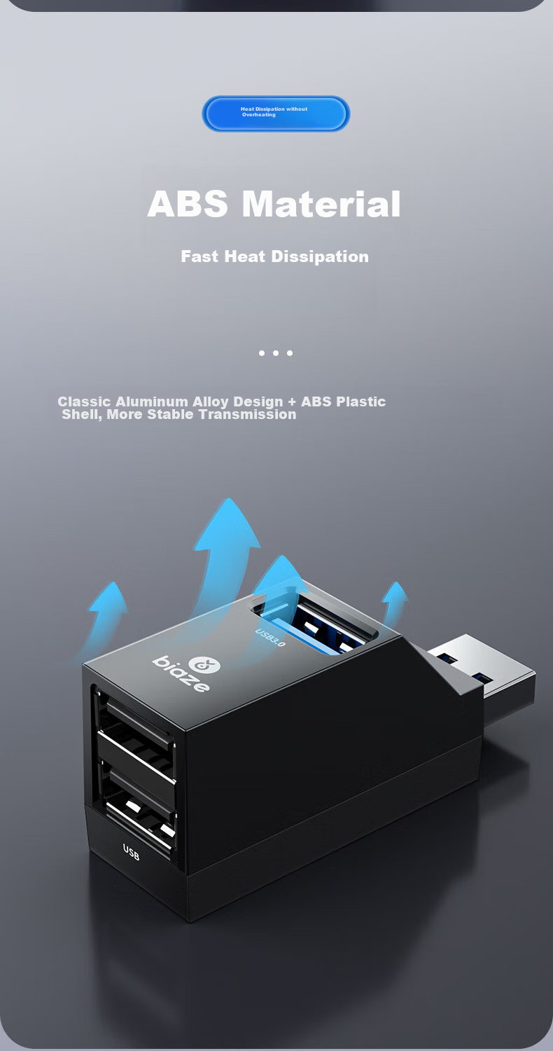 BIAZE USB 3.0 концентратор, многопортовый концентратор, кабель-удлинитель данных USB три в одном для ноутбука, адаптер расширения, расширитель внешнего диска