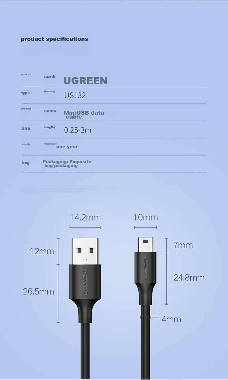 Кабель UGREEN USB 2.0 на Mini USB