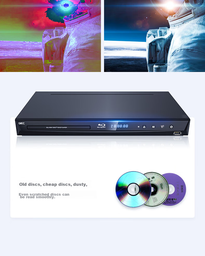 Blu-ray плеер GIEC BDP-G3005, 3D Blu-Ray, 5.1 канальный, домашний проигрыватель дисков высокой четкости, CD-плеер, EVD-плеер, USB-накопитель