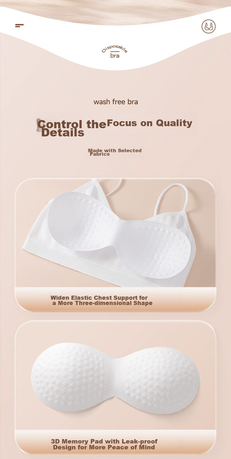 Одноразовые бюстгальтеры BADIGAO для женщин, стерилизованные, не требующие стирки, индивидуально упакованные, на каждый день, 5 шт., размер L
