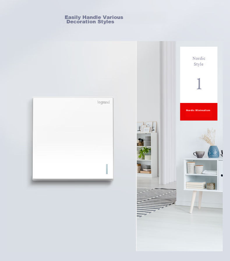Розетка-выключатель LEGRAND Shidian Magnolia White, 86-типа, скрытого типа, двойной выключатель, одинарное управление