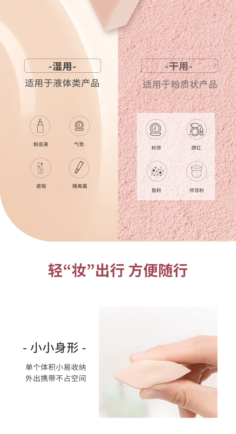 名创优品（MINISO）化妆棉粉扑 干湿两用菱形设计柔软舒适 SBR异形粉扑海绵干湿两用 菱形15个装*2包