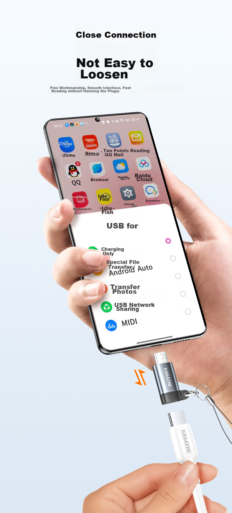 Адаптер SAMZHE Micro USB на Type-C, кабель-конвертер для зарядки и передачи данных, совместим с Huawei, Xiaomi, Samsung, OPPO, Vivo