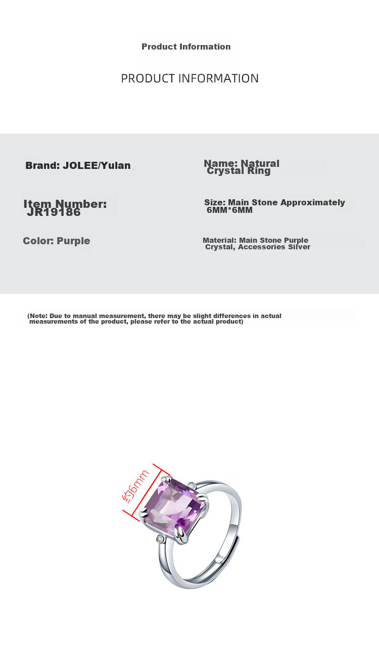 Кольцо JOLEE с аметистом для женщин, серебро S925, регулируемый размер, цветной драгоценный камень, ювелирное изделие, подарок на Новый год